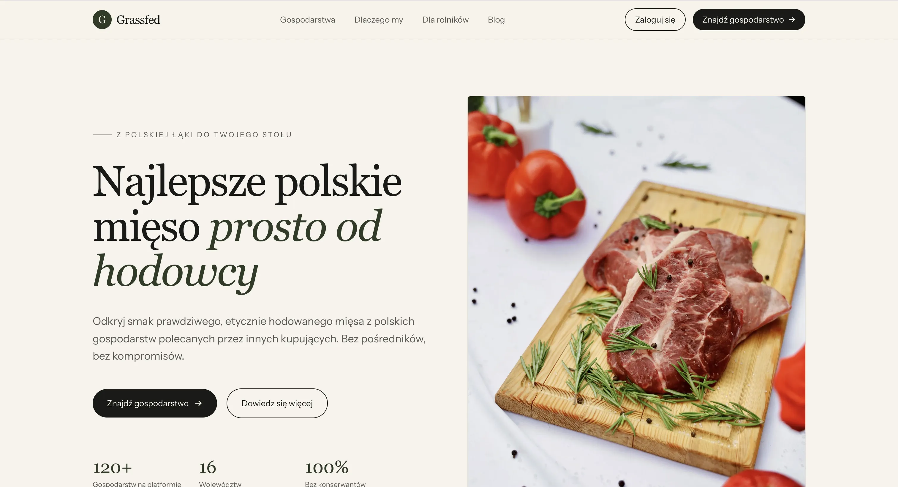 Zrzut ekranu projektu GrassFed